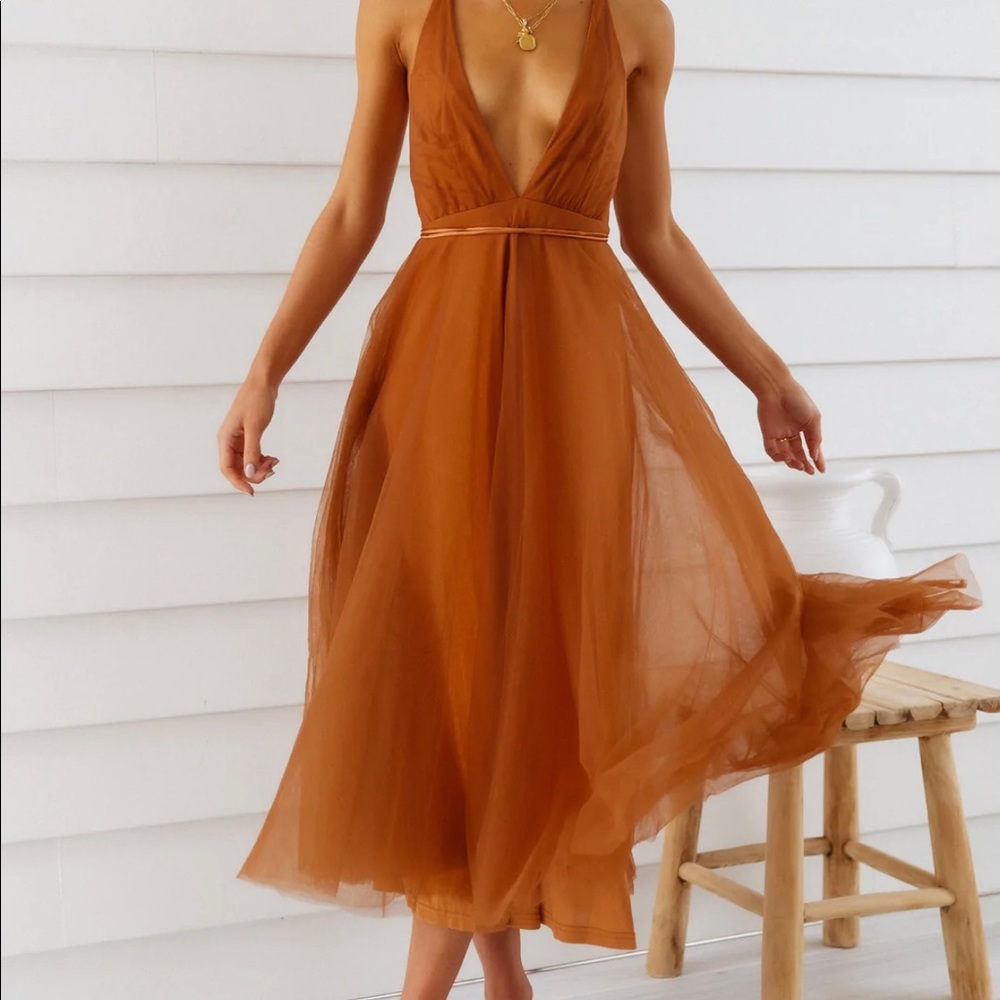 Hello Molly Summer Cinderella Midi Dress Chocolate